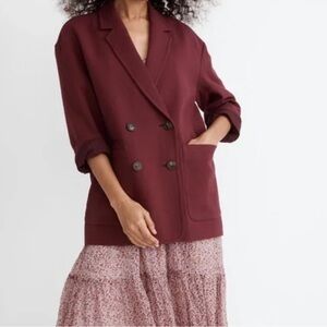 Madewell Hayfield Double-Breasted Blazer Color Vintage Mulberry S NWT